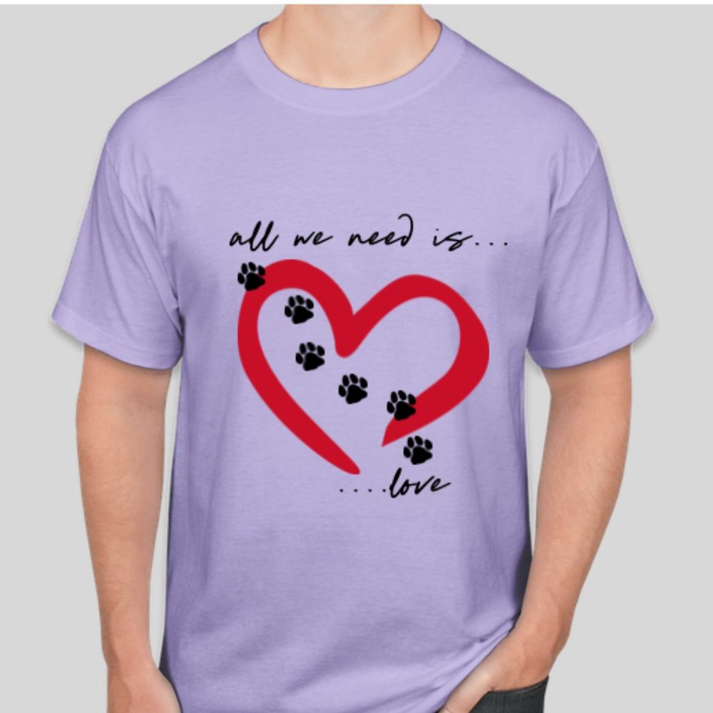 NWT - All We Need is Love! Dog Paw Print T-Shirts